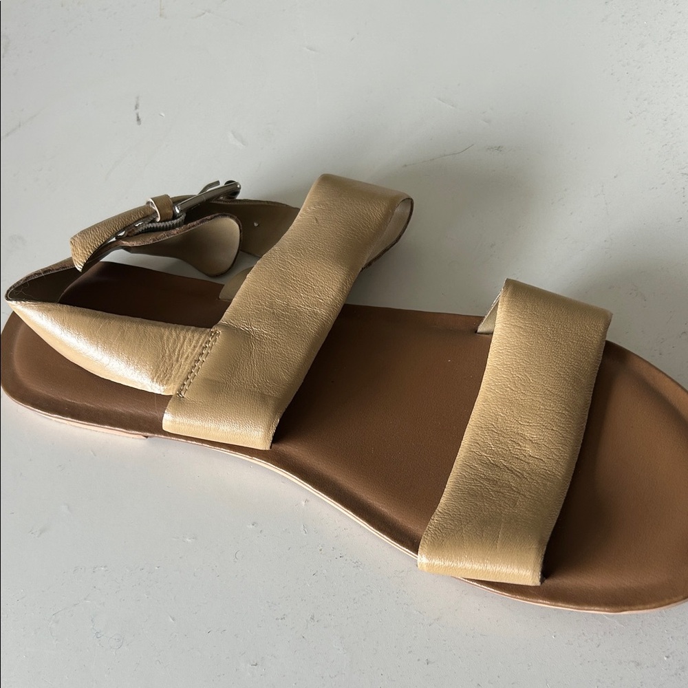 PrettyLittleThing Beige Two-Strap Buckle Sandal
